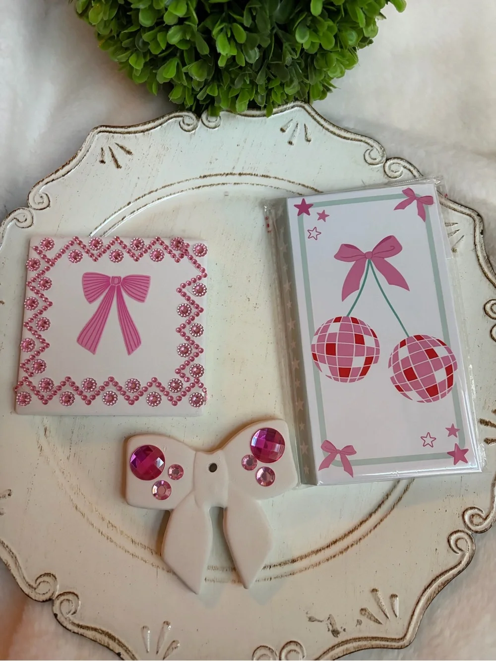 Kids Pink Bow Hair note pad and Sticker Set